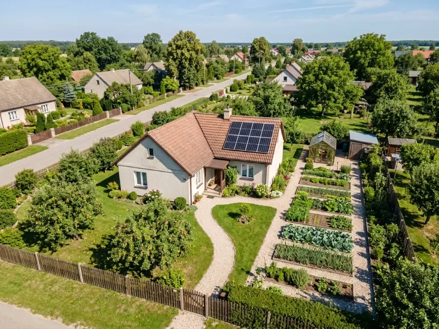 Dron: dach z instalacją 6,2 kWp, Pyskowice (4:3)