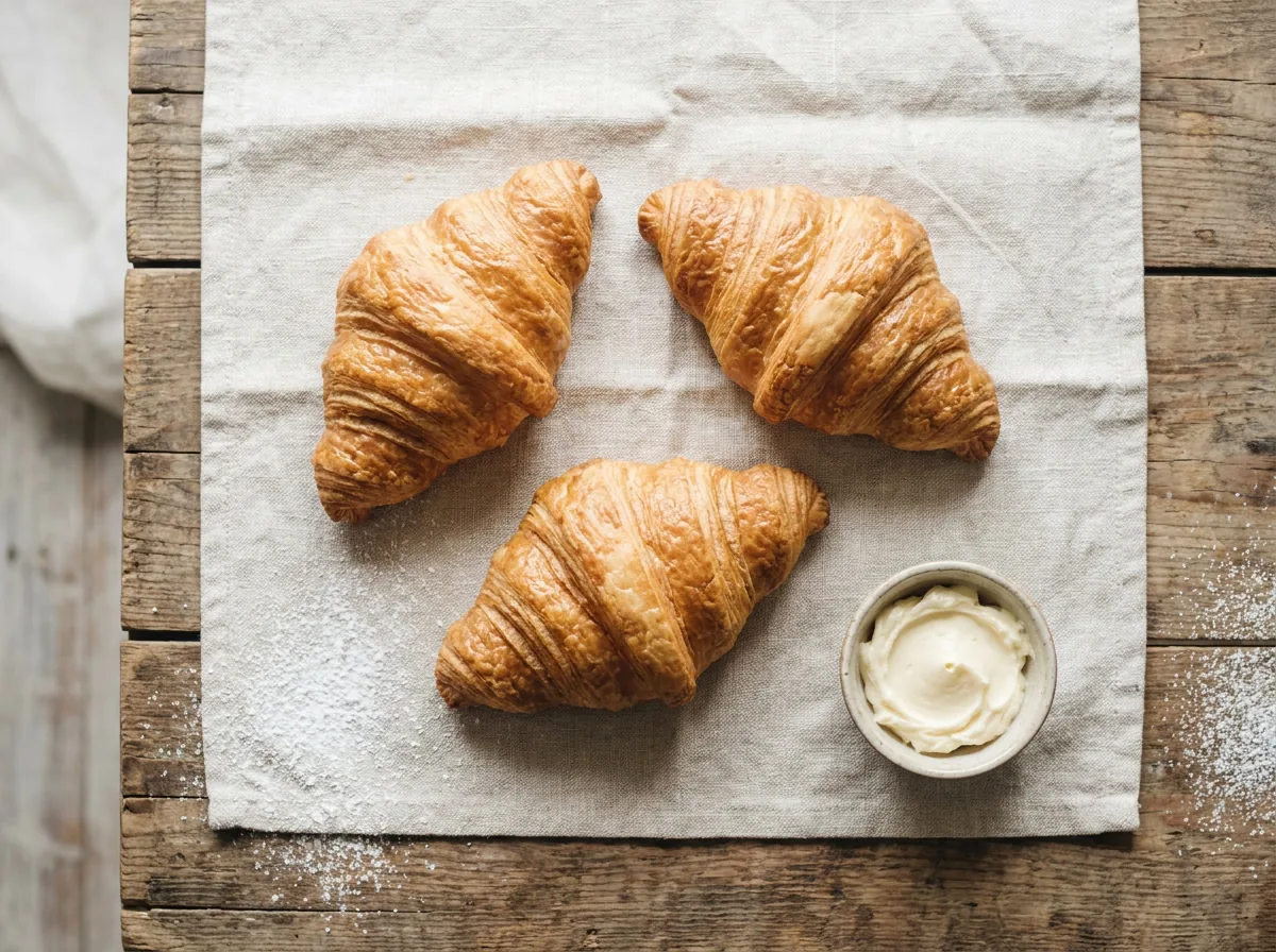 Croissant maślany — flat lay, 4:3