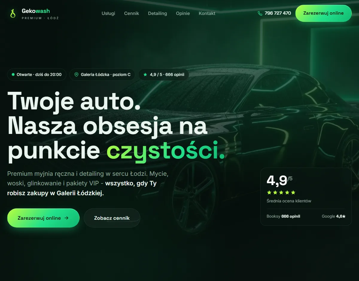 Podgląd realizacji: Gekowash Premium - myjnia i detailing