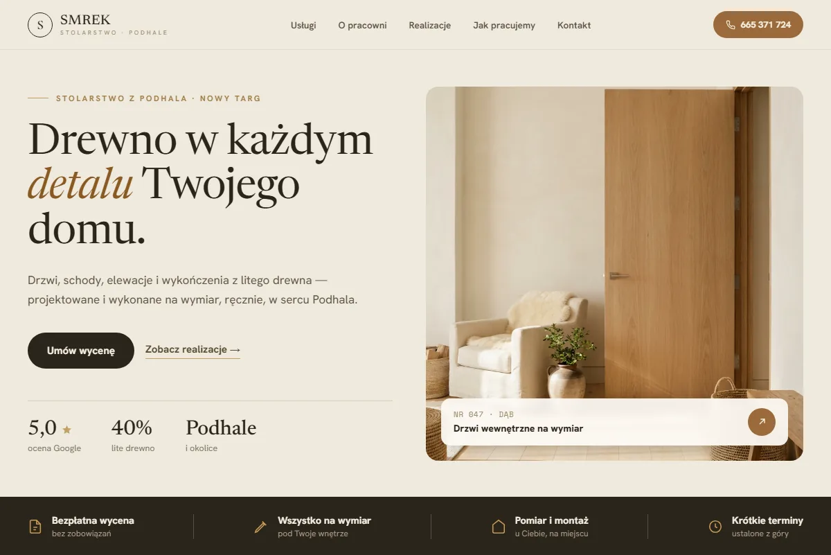 Podgląd realizacji: SMREK - stolarstwo, drzwi i schody z drewna