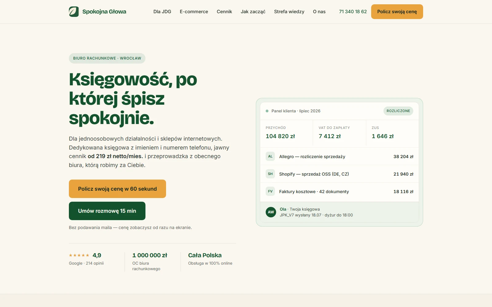 Spokojna Głowa - biuro rachunkowe we Wrocławiu